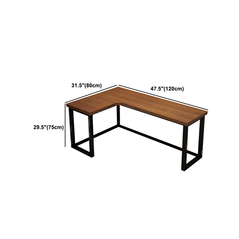 L-Shape Writing Table Industrial Style Solid Wood Working Desk