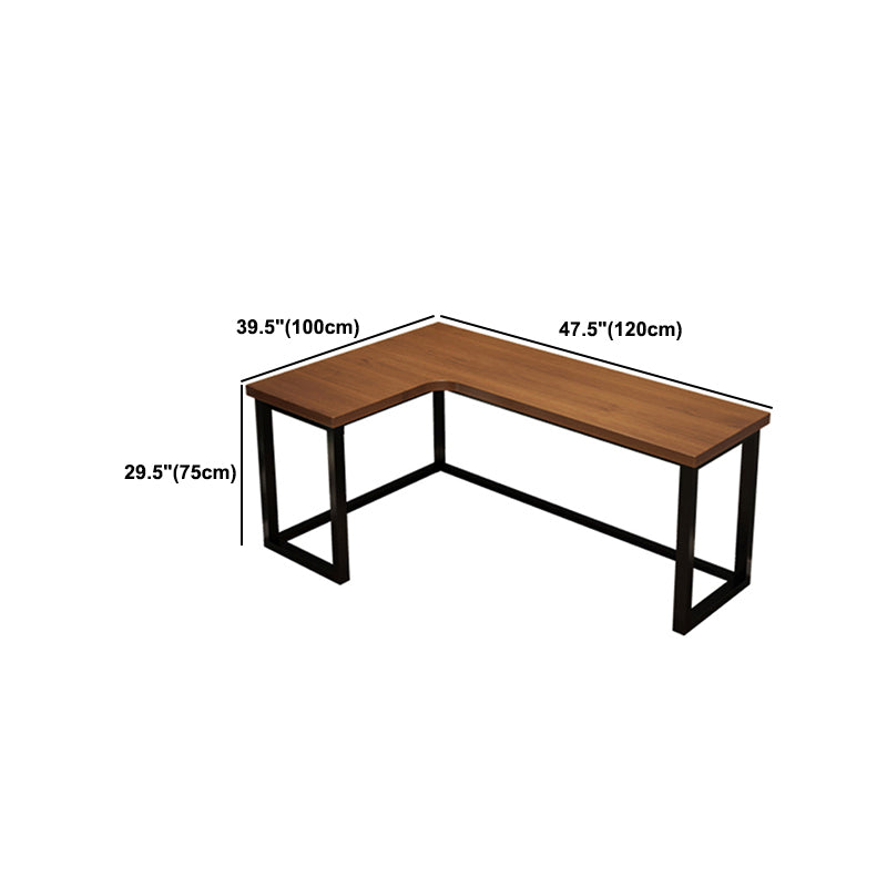 L-Shape Writing Table Industrial Style Solid Wood Working Desk