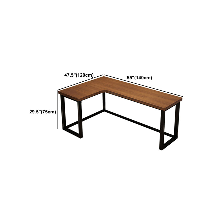 L-Shape Writing Table Industrial Style Solid Wood Working Desk