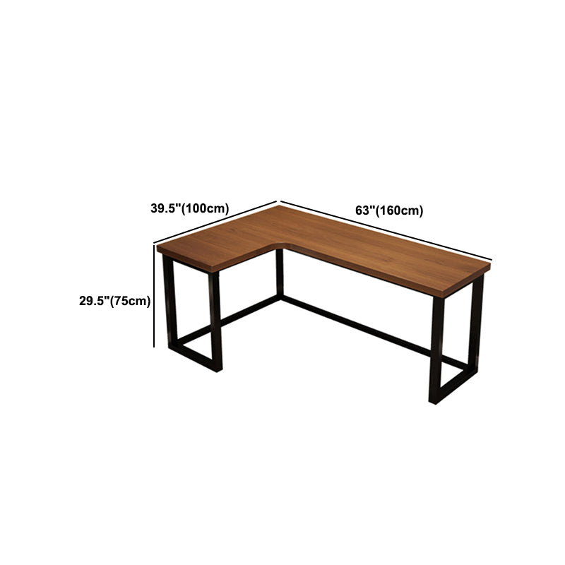 L-Shape Writing Table Industrial Style Solid Wood Working Desk