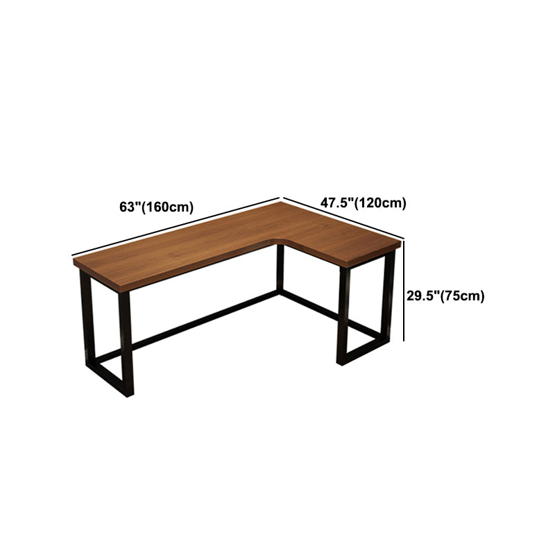 L-Shape Writing Table Industrial Style Solid Wood Working Desk