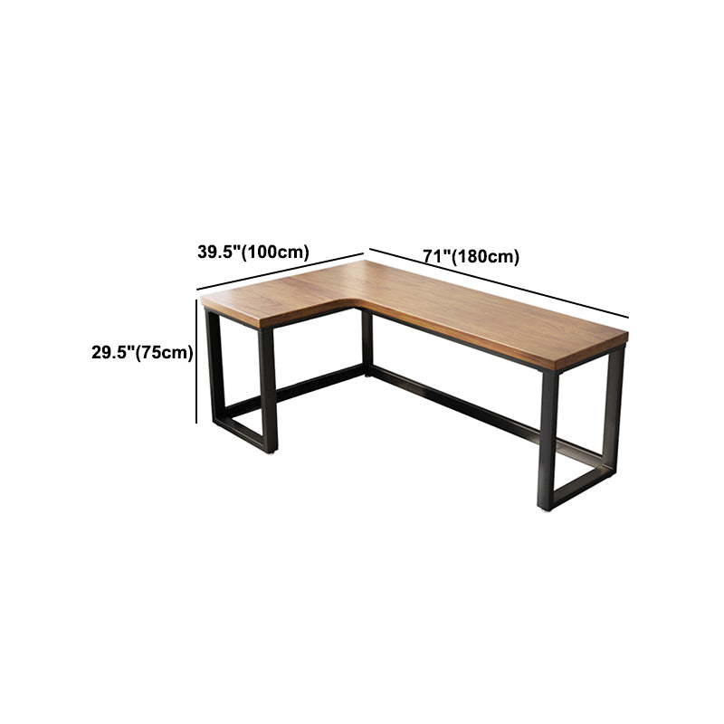 Pine Solid Wood Working Table Industrial Style L-shape Office Table