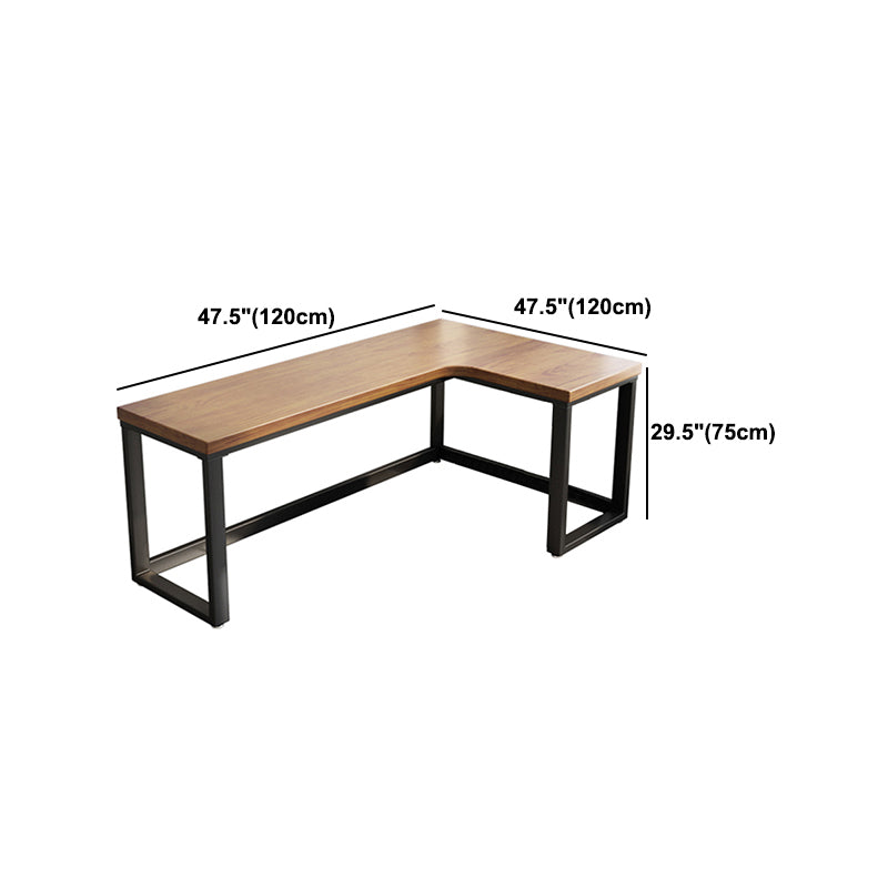 Pine Solid Wood Working Table Industrial Style L-shape Office Table