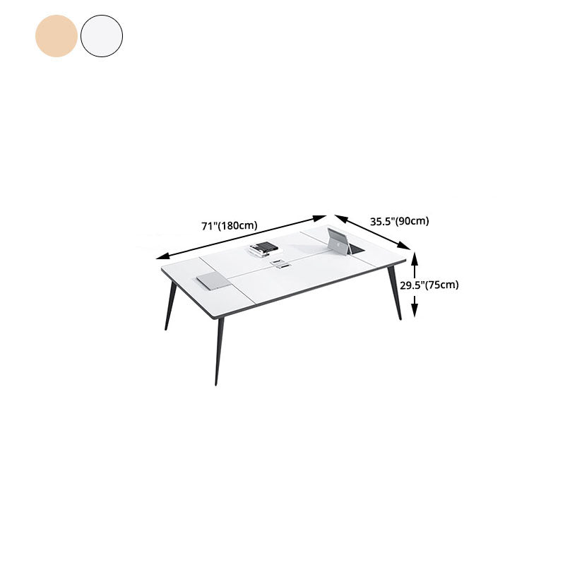 Curved Wood Writing Desk Industrial Style Parsons Base Working Desk for Office