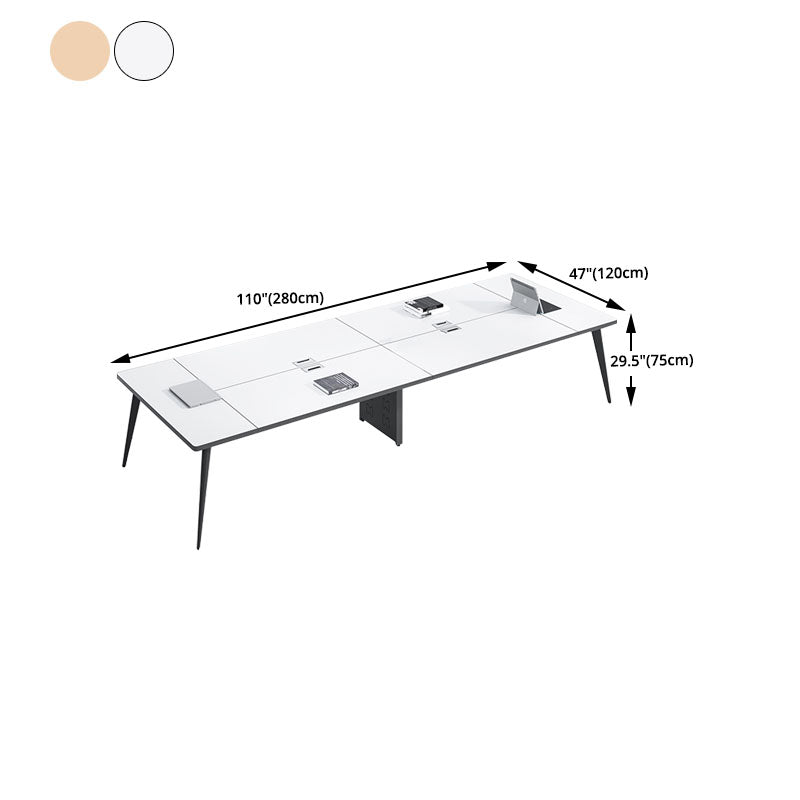 Curved Wood Writing Desk Industrial Style Parsons Base Working Desk for Office