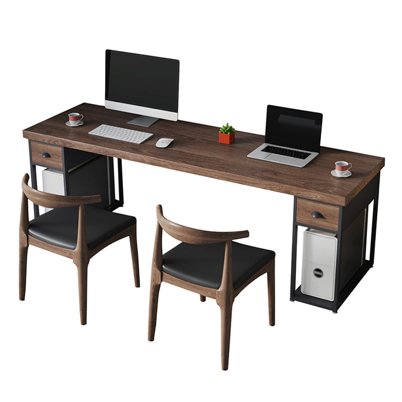 Solid Wood Computer Desk Rectangular Office Desk with Black Iron Leg for Office