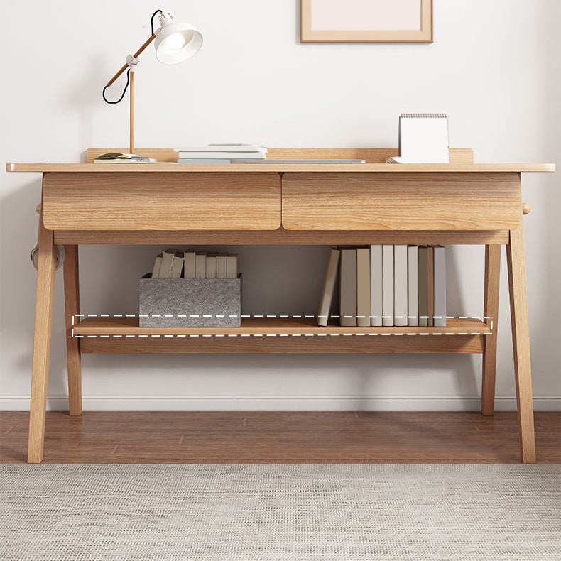 Curved Wooden Writing Desk Modern Style Office Desk with 2 Drawers