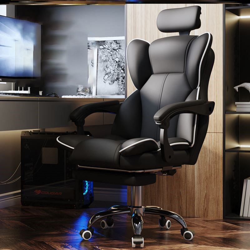 Faux Leather Chair Modern High Back Office Chair for Home Office