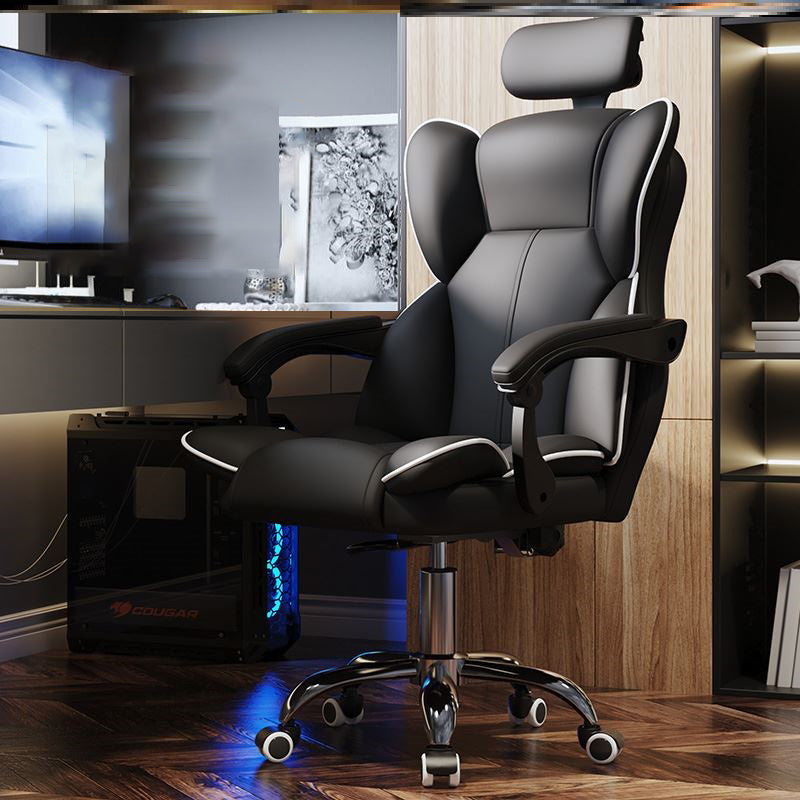 Faux Leather Chair Modern High Back Office Chair for Home Office