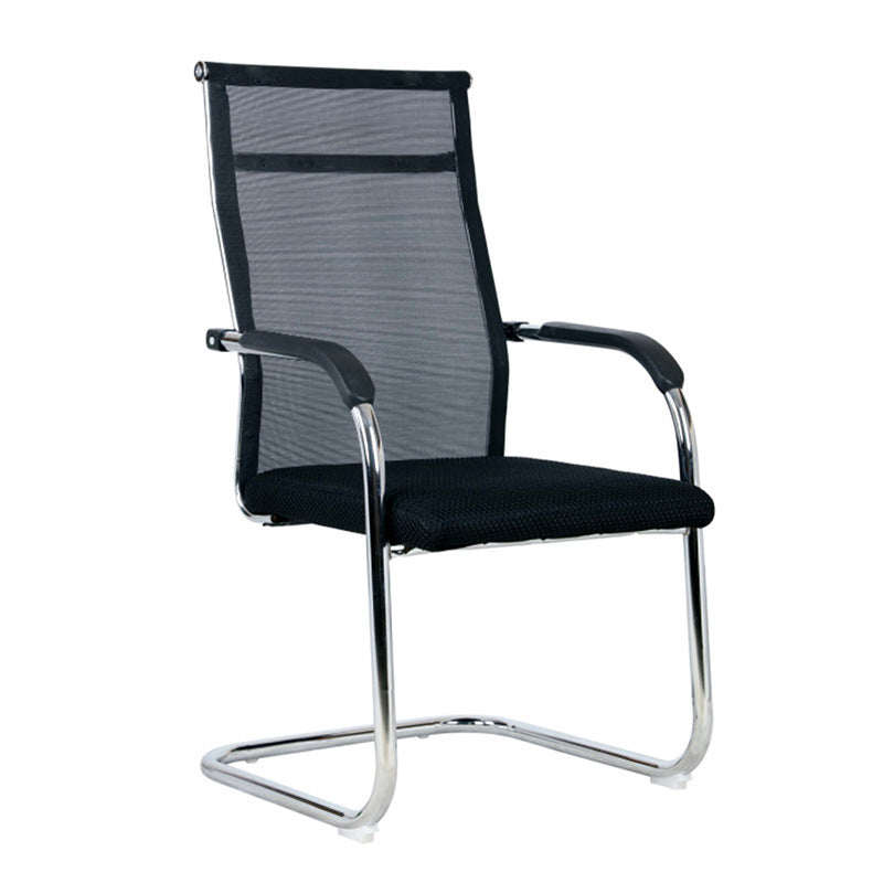 Modern Black and Beige Metal Desk Chair with Mid Back Home Office Chair