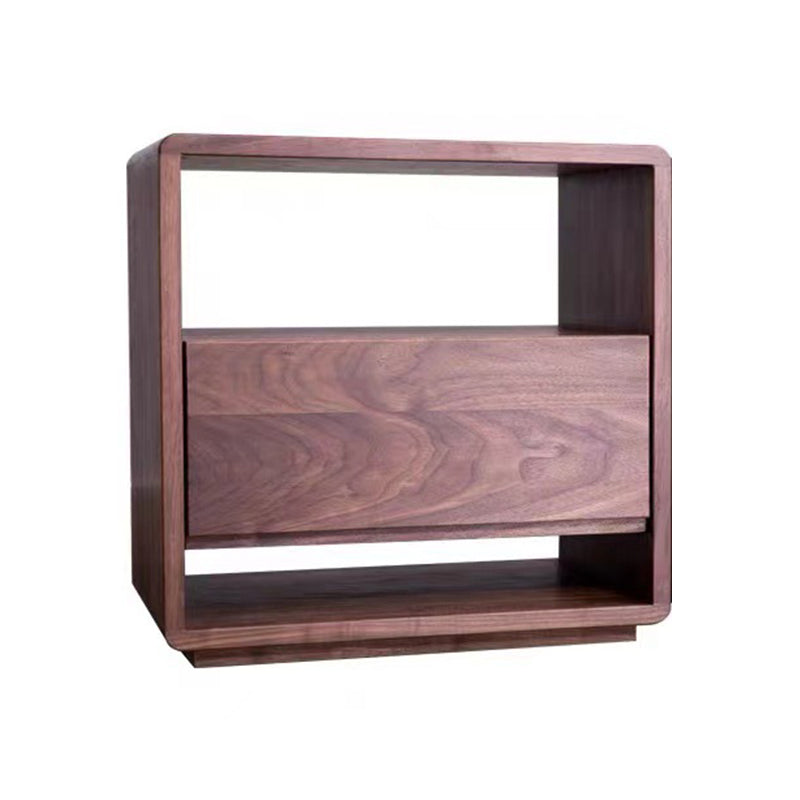 Modern 20" H Bed Nightstand Solid Wood Open Storage 1-Drawer Night Table