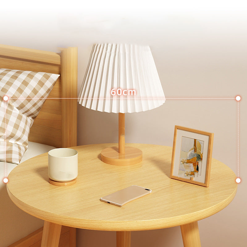 Round Modern Nightstand Imitation Wood Open Storage Night Table with Legs