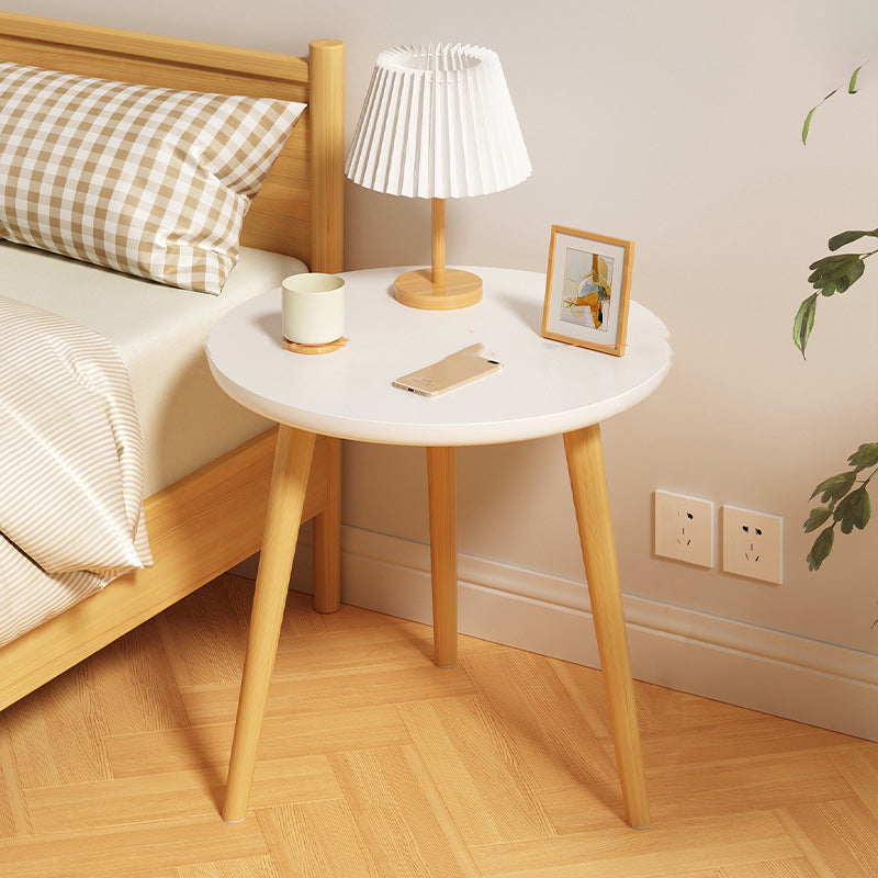 Round Modern Nightstand Imitation Wood Open Storage Night Table with Legs