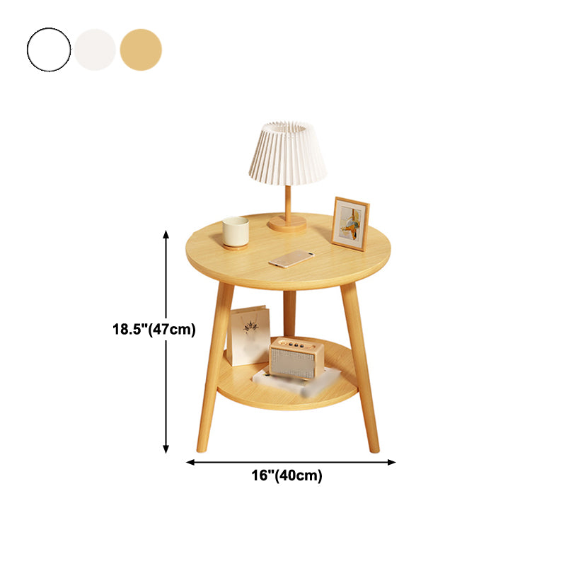 Round Modern Nightstand Imitation Wood Open Storage Night Table with Legs