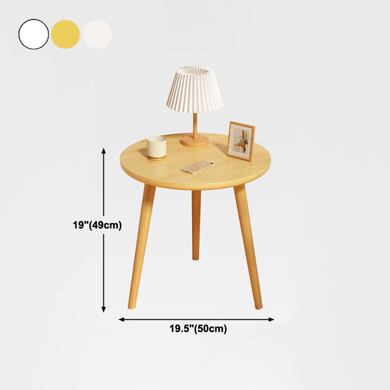 Round Modern Nightstand Imitation Wood Open Storage Night Table with Legs