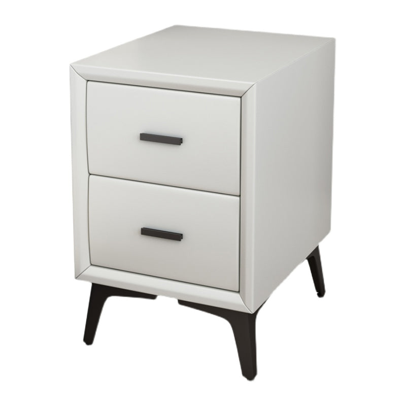 19" H Modern Nightstand Faux Leather 2-Drawer Storage Night Table with Legs