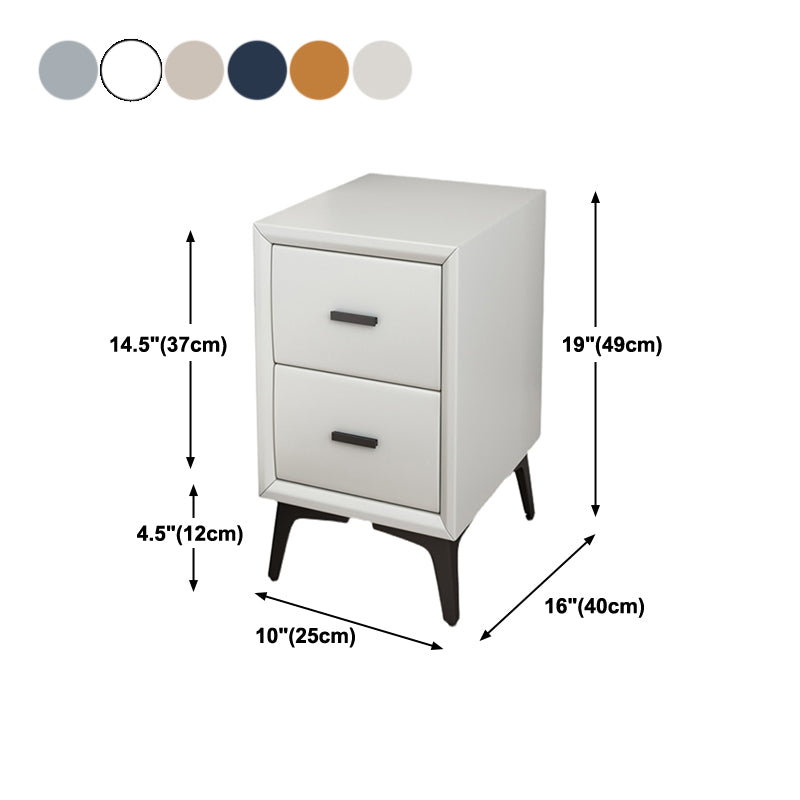 19" H Modern Nightstand Faux Leather 2-Drawer Storage Night Table with Legs