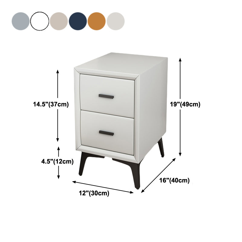 19" H Modern Nightstand Faux Leather 2-Drawer Storage Night Table with Legs