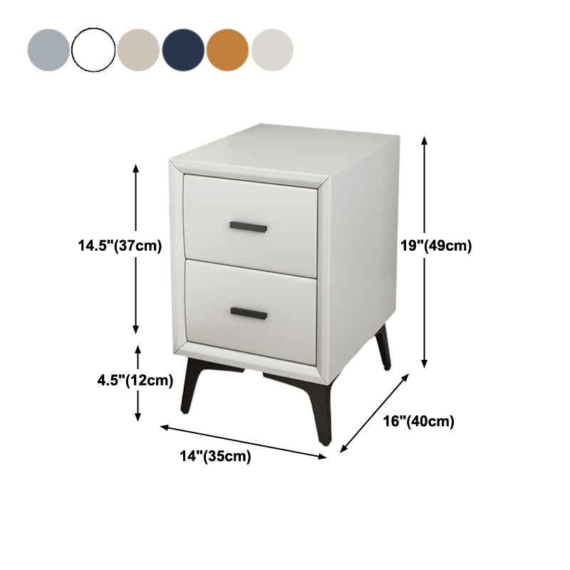 19" H Modern Nightstand Faux Leather 2-Drawer Storage Night Table with Legs