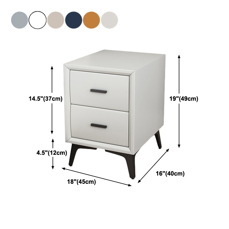 19" H Modern Nightstand Faux Leather 2-Drawer Storage Night Table with Legs