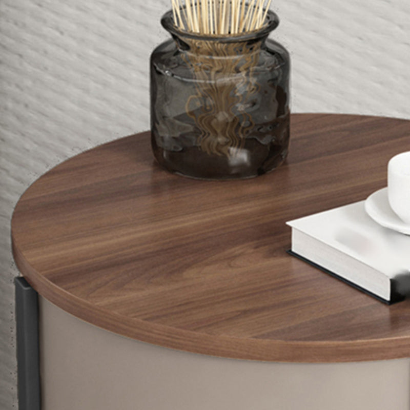 Modern Imitation Wood Nightstand Modern Metal Round Accent Table Nightstand with Legs