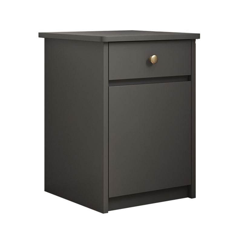 22" H Modern Bedside Cabinet Imitation Wood 1-Door 1-Drawer Nightstand