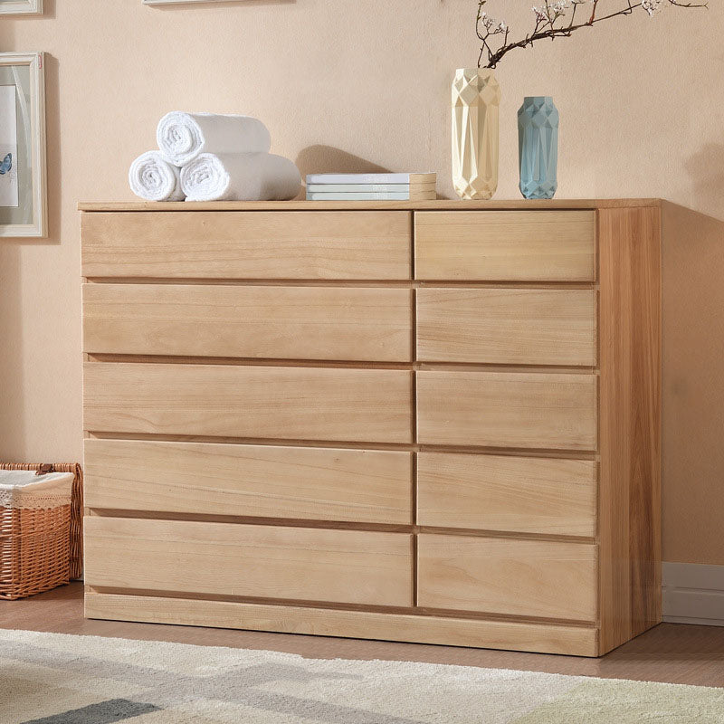 Wooden Double Dresser Modern Style Bedroom Storage Chest Dresser with Drawers