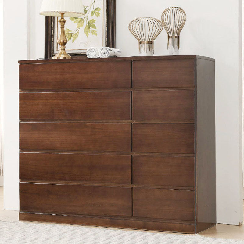 Wooden Double Dresser Modern Style Bedroom Storage Chest Dresser with Drawers