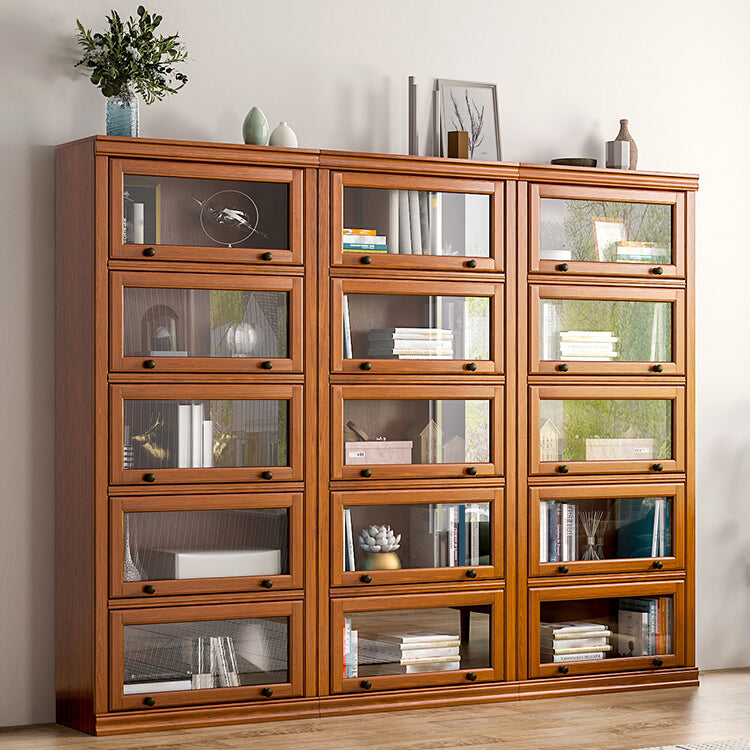 Modern Bookcase Wood Closed Back Bookshelf with Door for Office