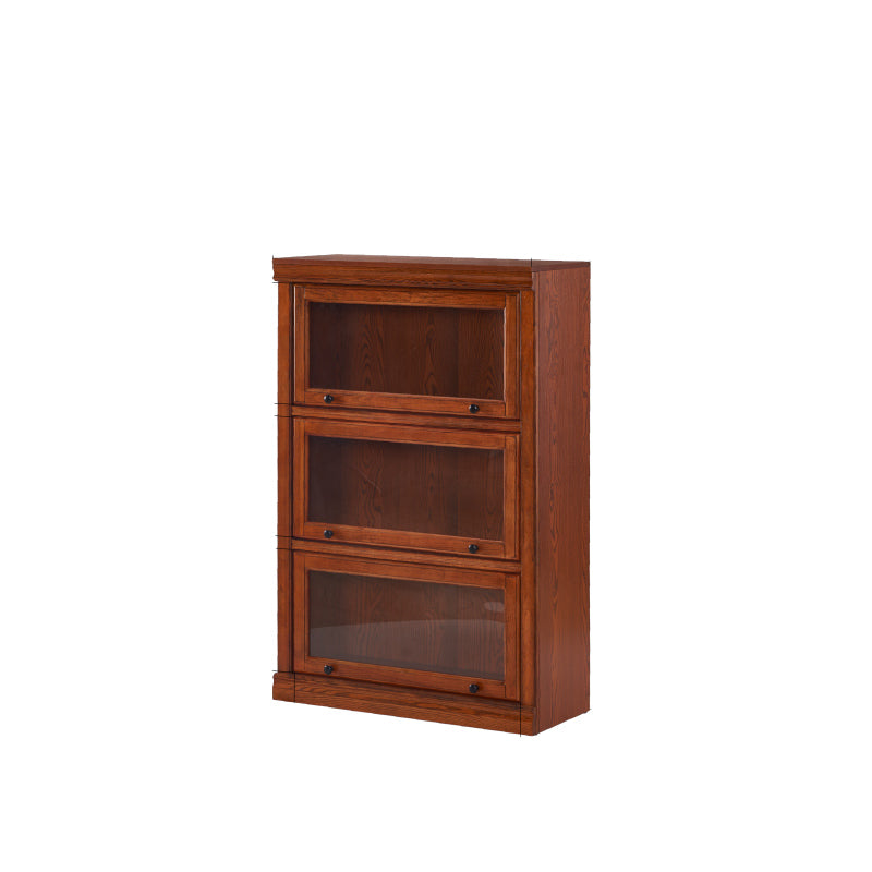 Modern Bookcase Wood Closed Back Bookshelf with Door for Office