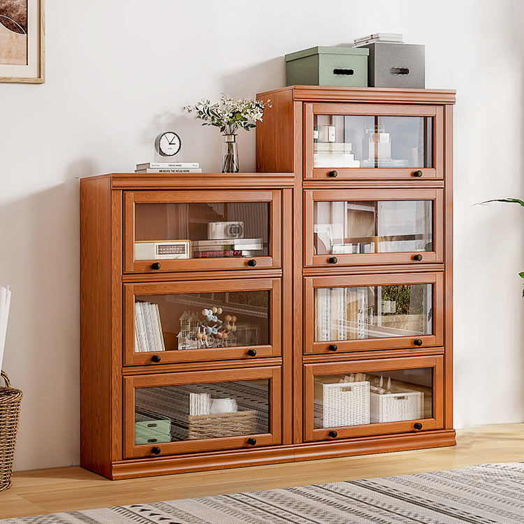 Modern Bookcase Wood Closed Back Bookshelf with Door for Office