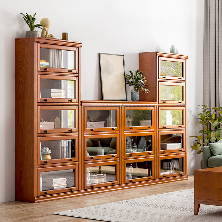 Modern Bookcase Wood Closed Back Bookshelf with Door for Office