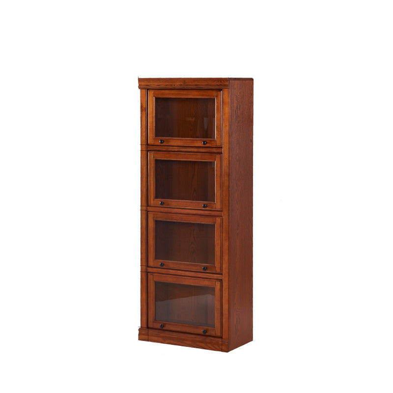 Modern Bookcase Wood Closed Back Bookshelf with Door for Office