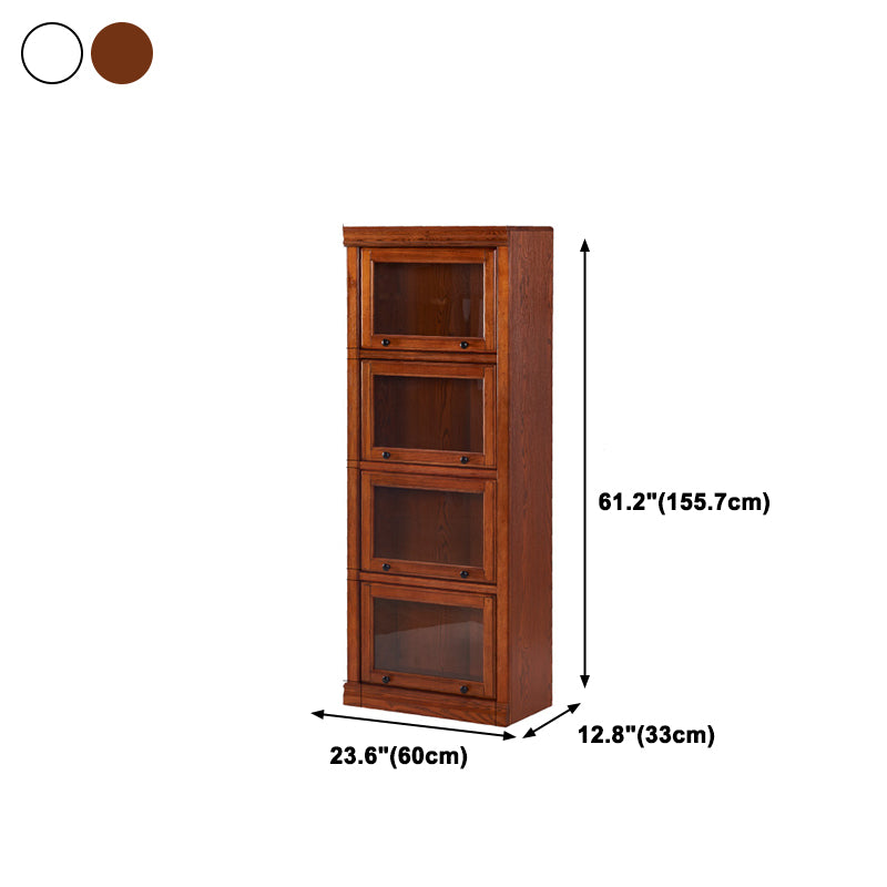 Modern Bookcase Wood Closed Back Bookshelf with Door for Office