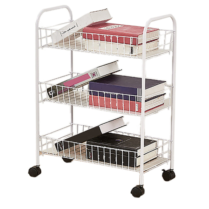 Stainless Steel Bookshelf, Multi Tiers Contemporary Bookcase for Home with Caster