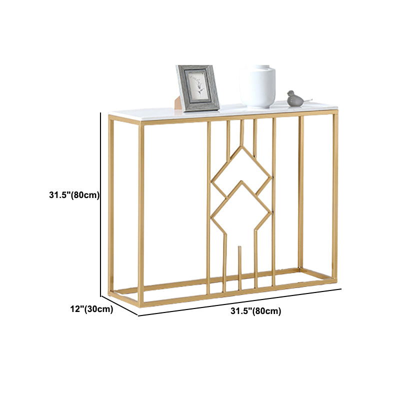 Iron Frame Console Accetn Table with Rectangle White Marble Top