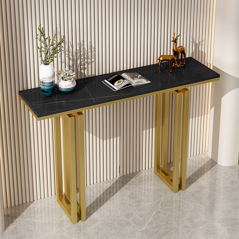 Glam Rectangle Slate Console Table Scratch Resistant 4 Legs Stain Resistant Console