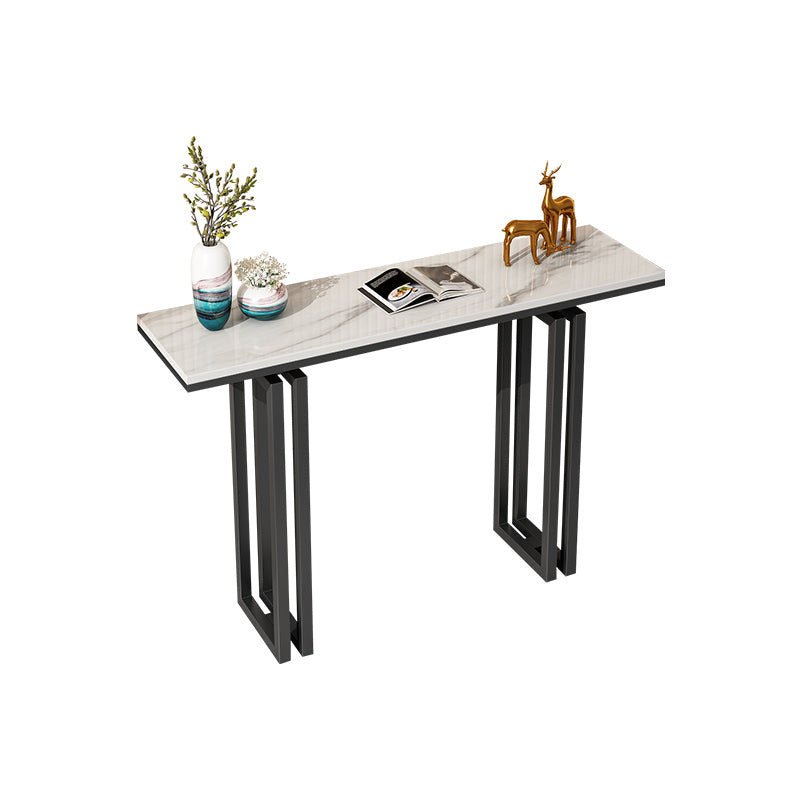 Glam Rectangle Slate Console Table Scratch Resistant 4 Legs Stain Resistant Console