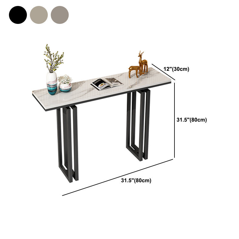 Glam Rectangle Slate Console Table Scratch Resistant 4 Legs Stain Resistant Console