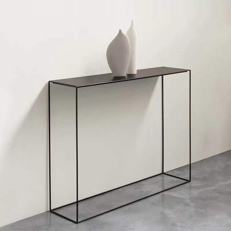 Contemporary Iron Accent Table with Frame Base and Rectangle Top