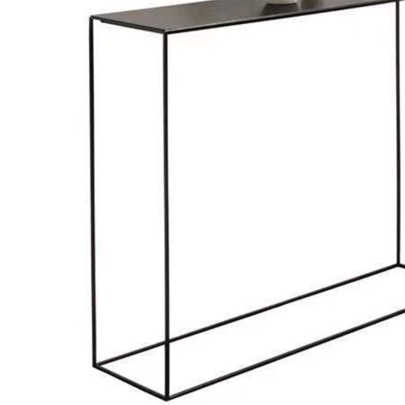 Contemporary Iron Accent Table with Frame Base and Rectangle Top