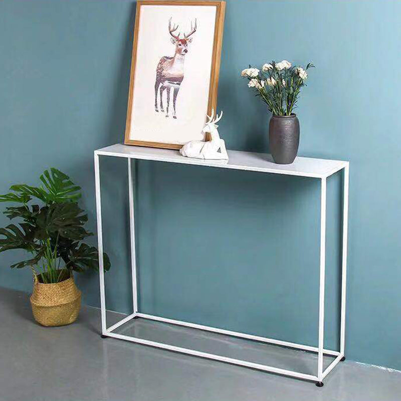 Contemporary Iron Accent Table with Frame Base and Rectangle Top