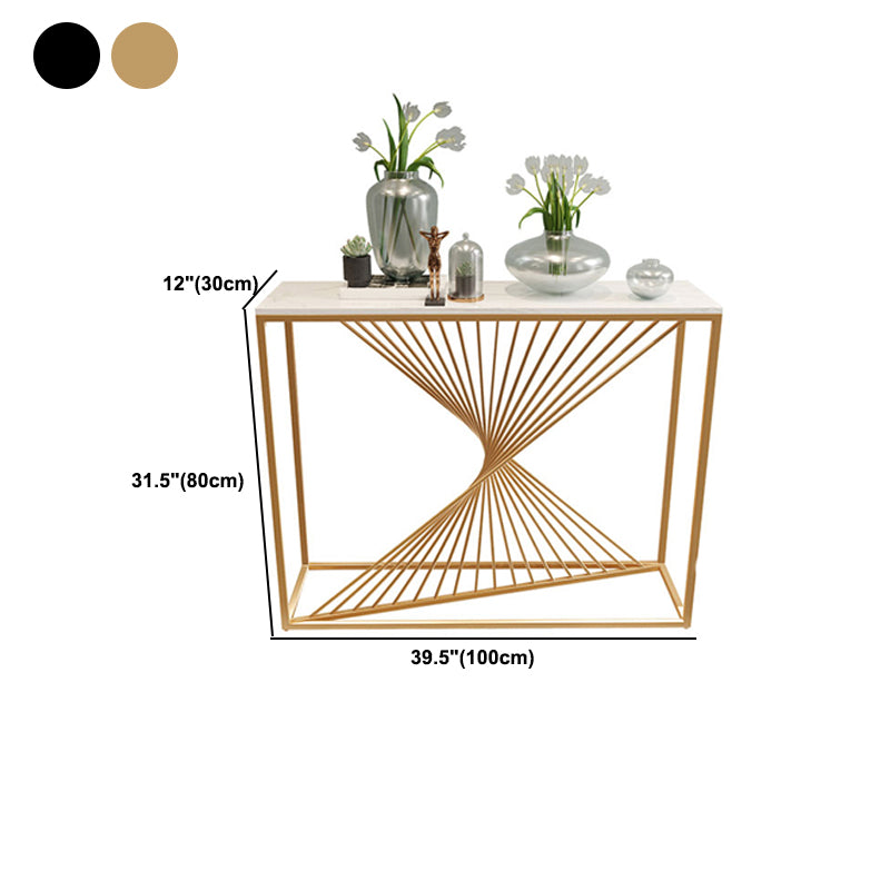 Contemporary Rectangle Console Table Marble Frame Scratch Resistant Sofa Table
