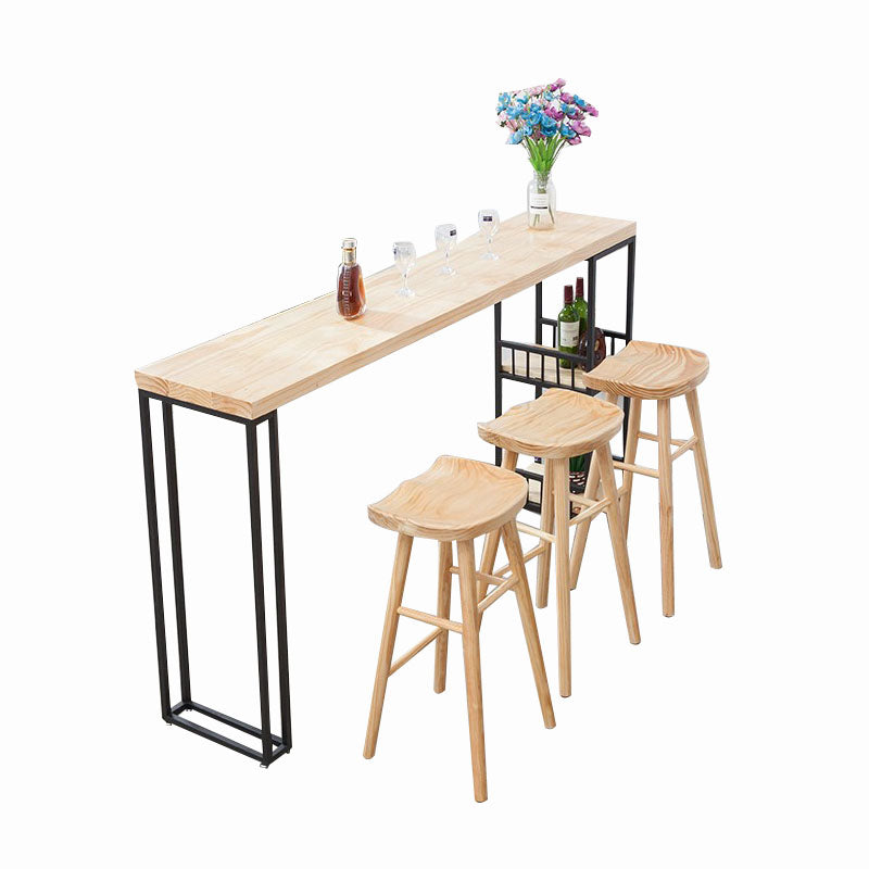 Modern Style Bar Table Rectangle Bar Dining Table with Double Pedestal