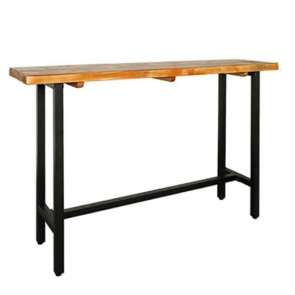 Solid Wood Top Rectangular Bar Table Industrial Pub Table with Trestle Base