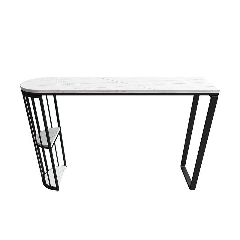 Stone Bar Dining Table Modern Bar Table with Double Pedestal for Kitchen Balcony