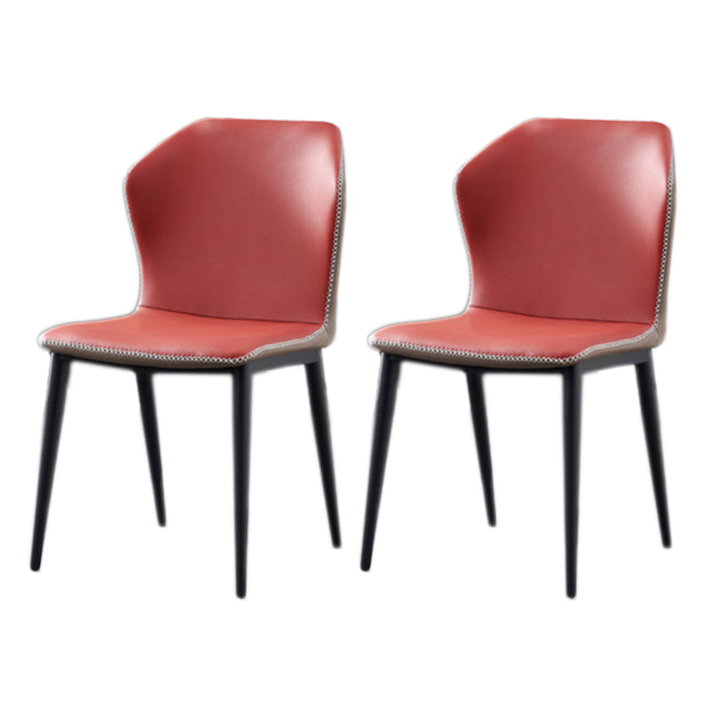 Contemporary Armless Dining Chairs Black Metal Legs Wingback Side Chair