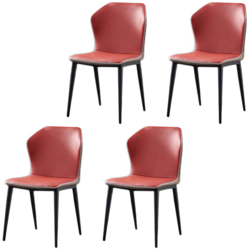 Contemporary Armless Dining Chairs Black Metal Legs Wingback Side Chair