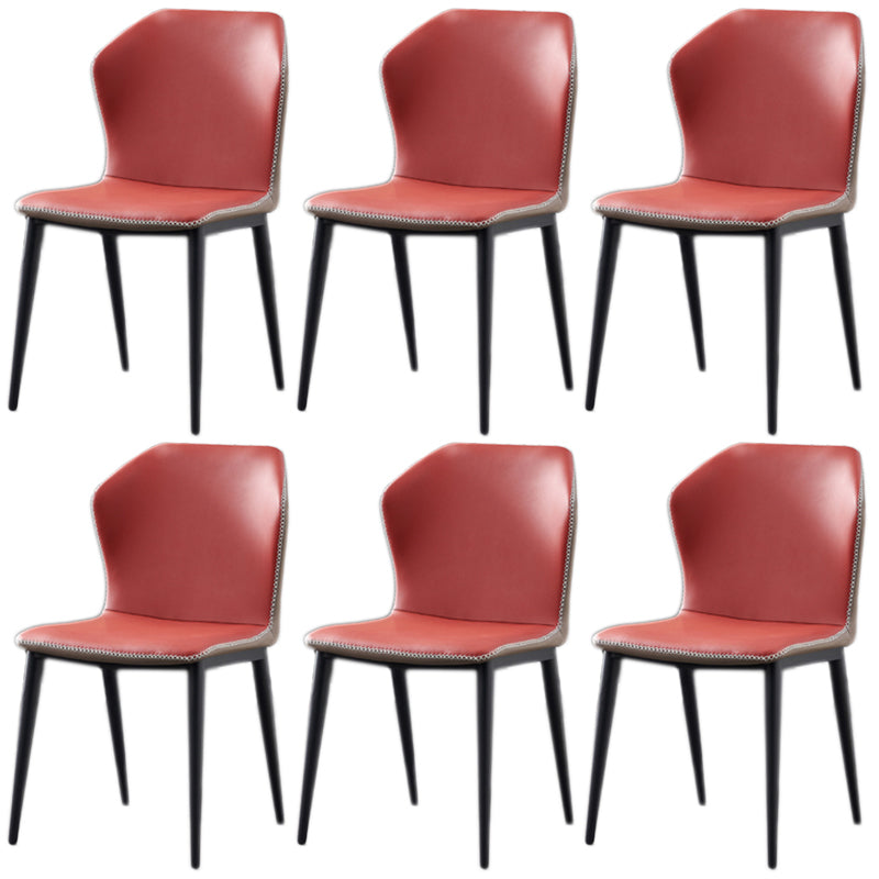 Contemporary Armless Dining Chairs Black Metal Legs Wingback Side Chair