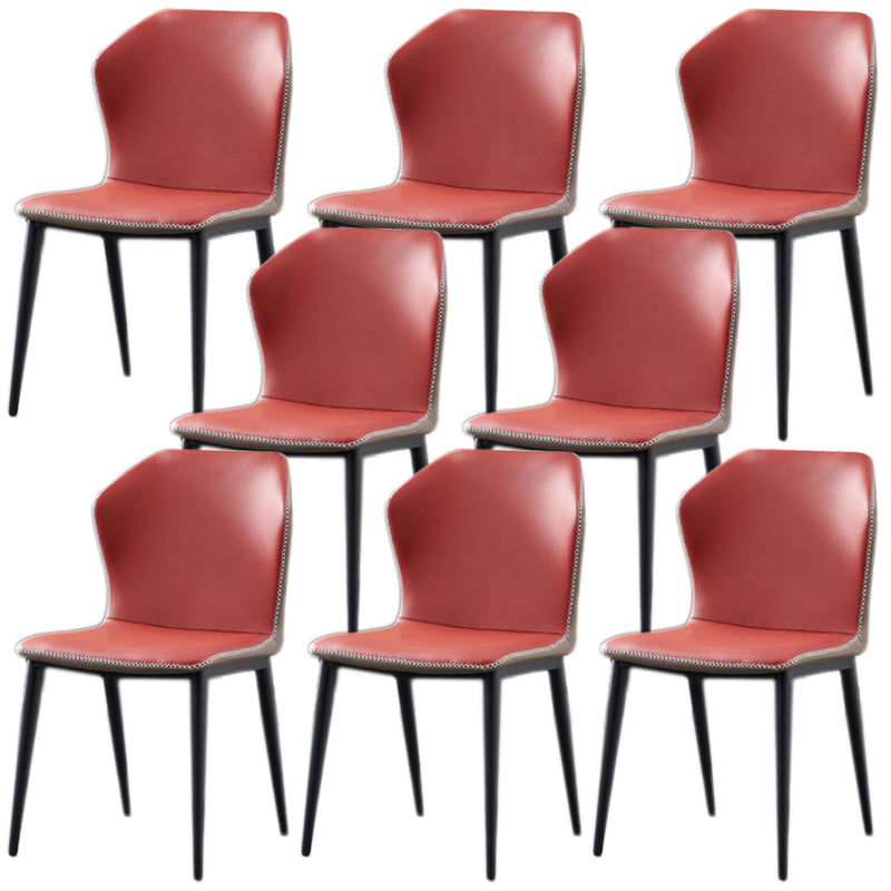 Contemporary Armless Dining Chairs Black Metal Legs Wingback Side Chair